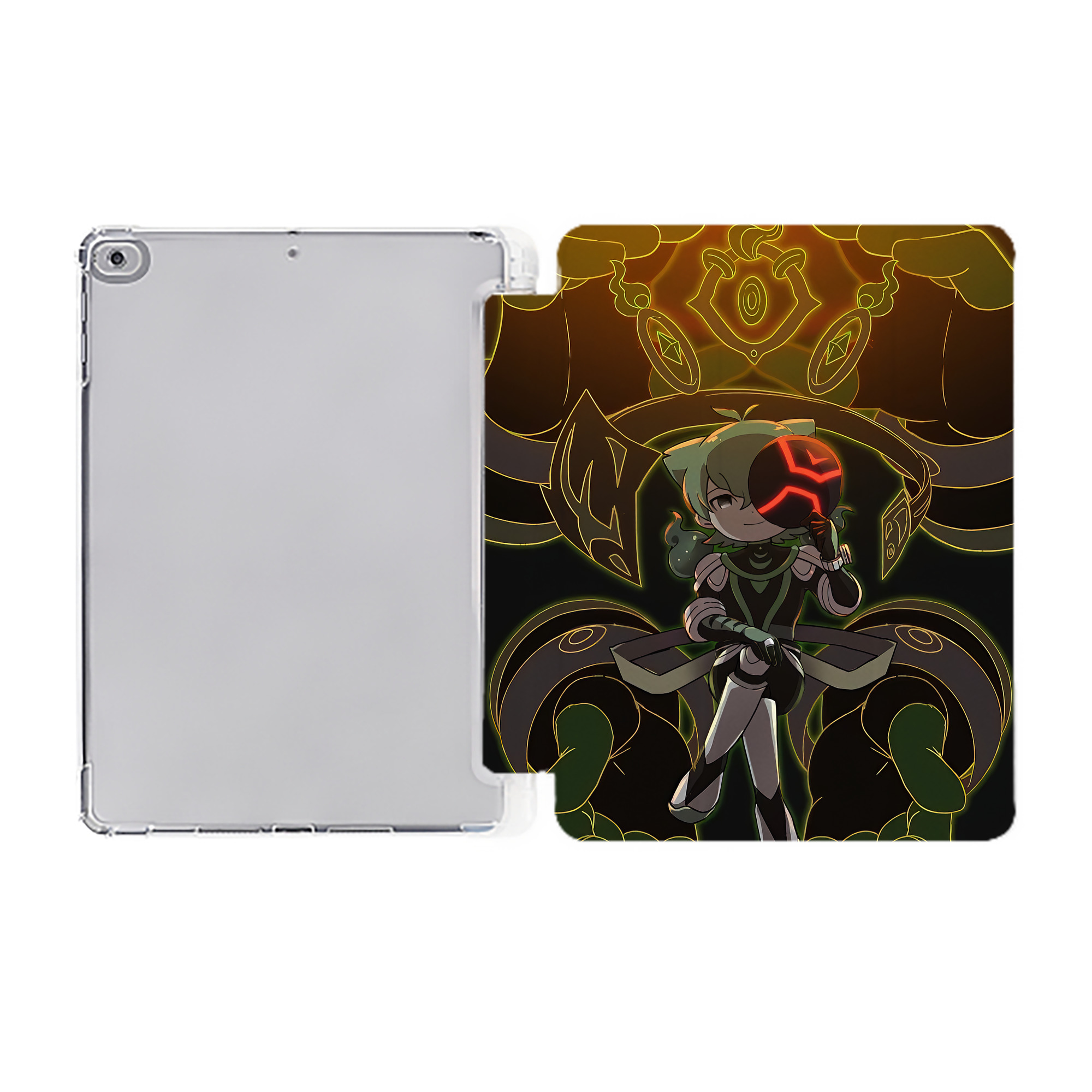 （画像用） 妖怪ウォッチ Yo-kai Watch IPad ケース ペン収納付き 三つ折りスタンド PUレザー×シリコン 対応機種9.5/10.5/10.9インチ